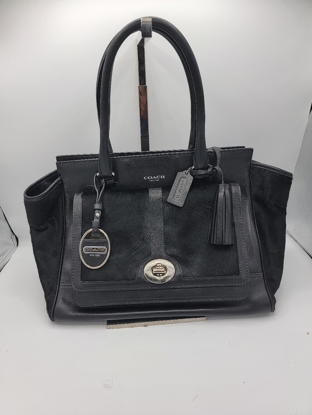 Coach Limited Edition Black Legacy Medium Candace Calf Hair Leather Satchel